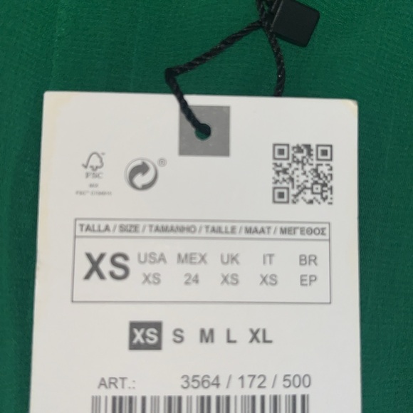 ZARA NWT Pleated Midi Dress in Green Size XS - Picture 13 of 13